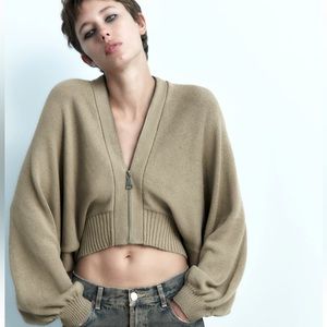 Zara ribbed knit bomber jacket